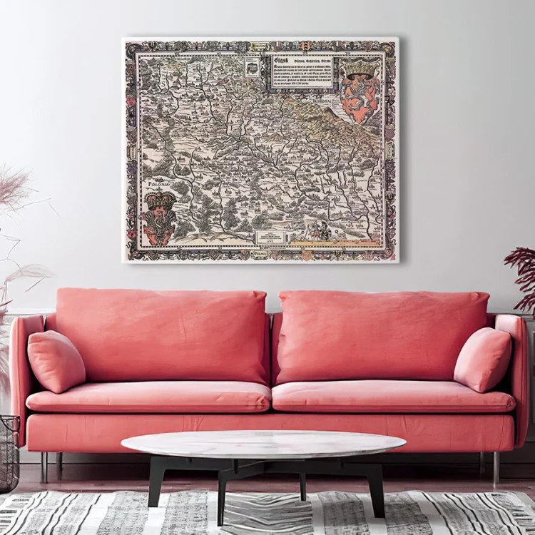 Mapa Śląska M. Helwiga na płótnie