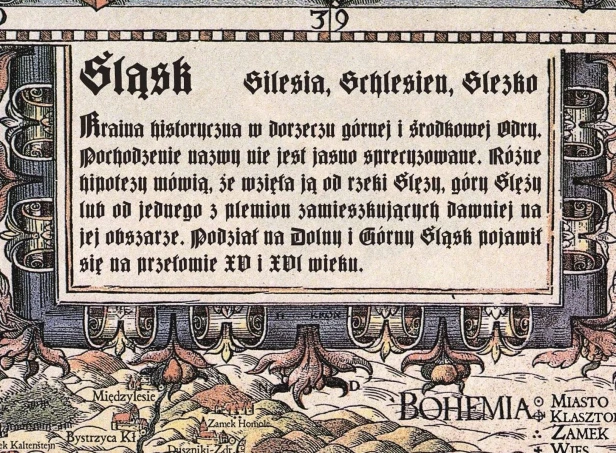 Mapa Śląska M. Helwiga na płótnie