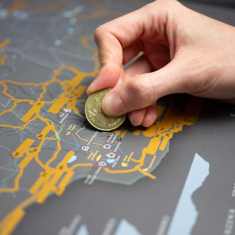 Szlaki na mapie zdrapce