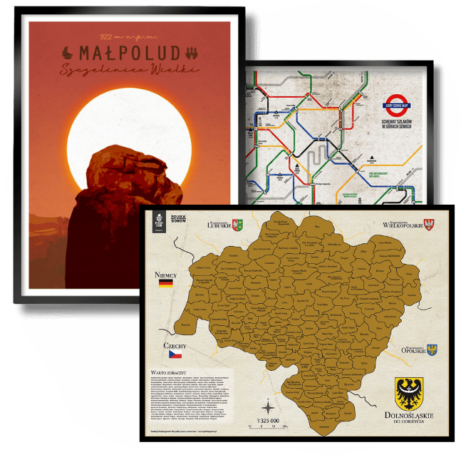 Mapa Zdrapka i plakaty górskie